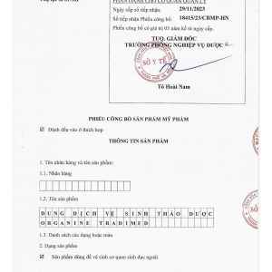 Phiếu công bố organine tradimed